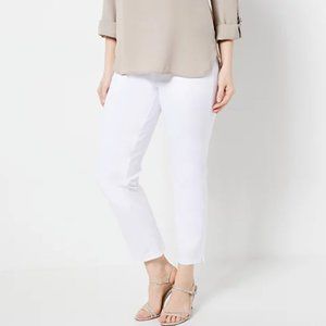 Susan Graver Weekend Regular Premium Stretch Crop Pant White Sz XL
